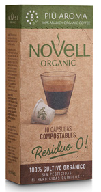 Cápsulas de café orgánico PIÙ AROMA, compatibles con Nespresso® y 100% COMPOSTABLES