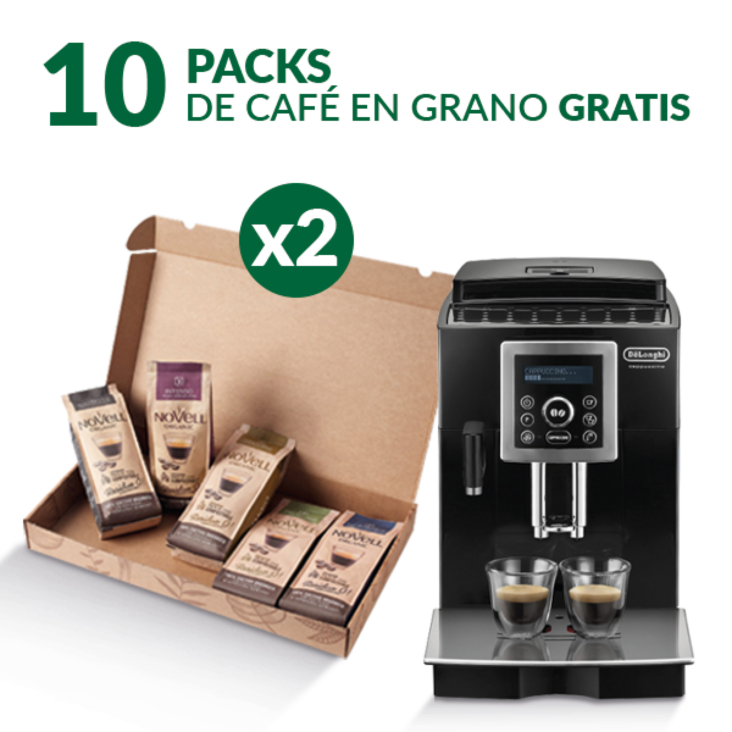 Cafetera Superautomática De'Longhi + 10 Paquetes de Café en Grano de Regalo